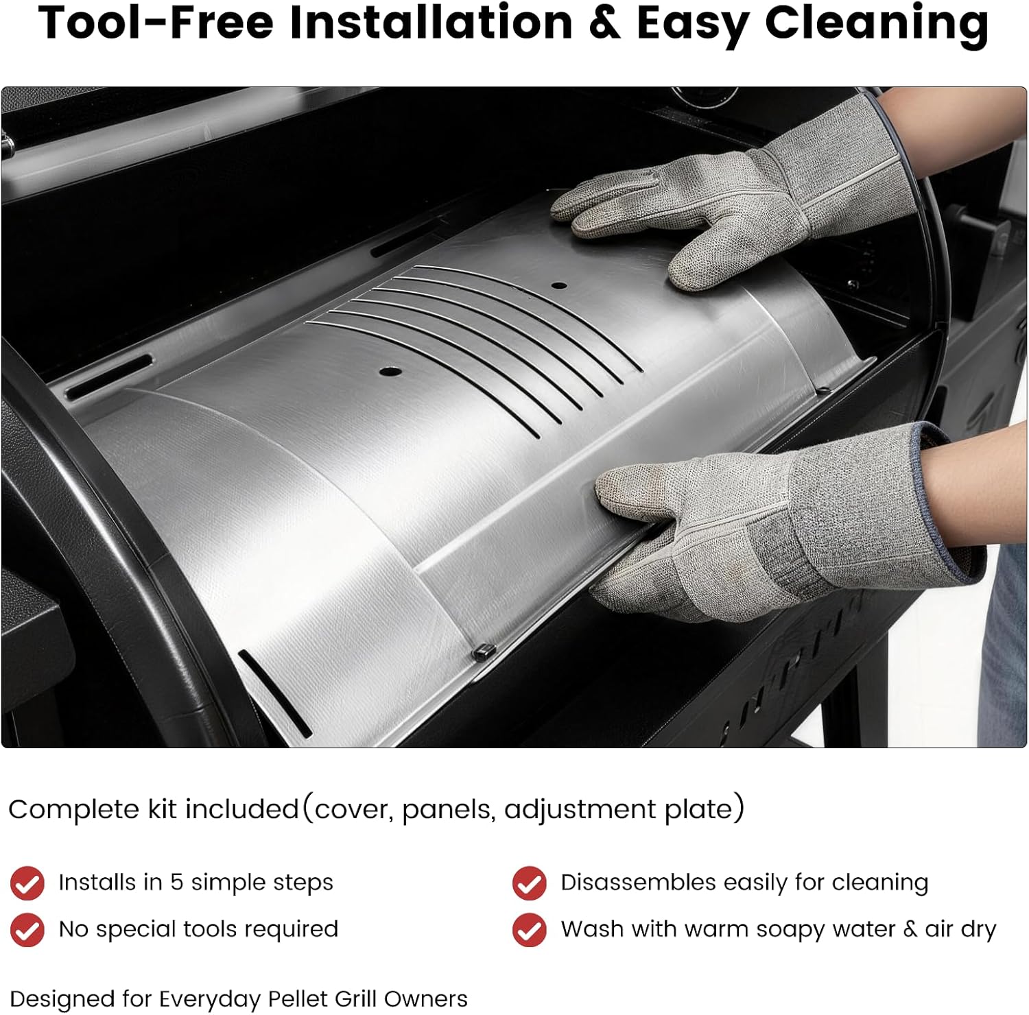 Stainless Steel Flame Broiler Kit - Adjustable 23-32" Slider & Cover Set, Heavy-Duty, Replacement Parts for Pit Boss Pellet Grills 700/820/850/1000/1100/1150/1600 Series Smoker