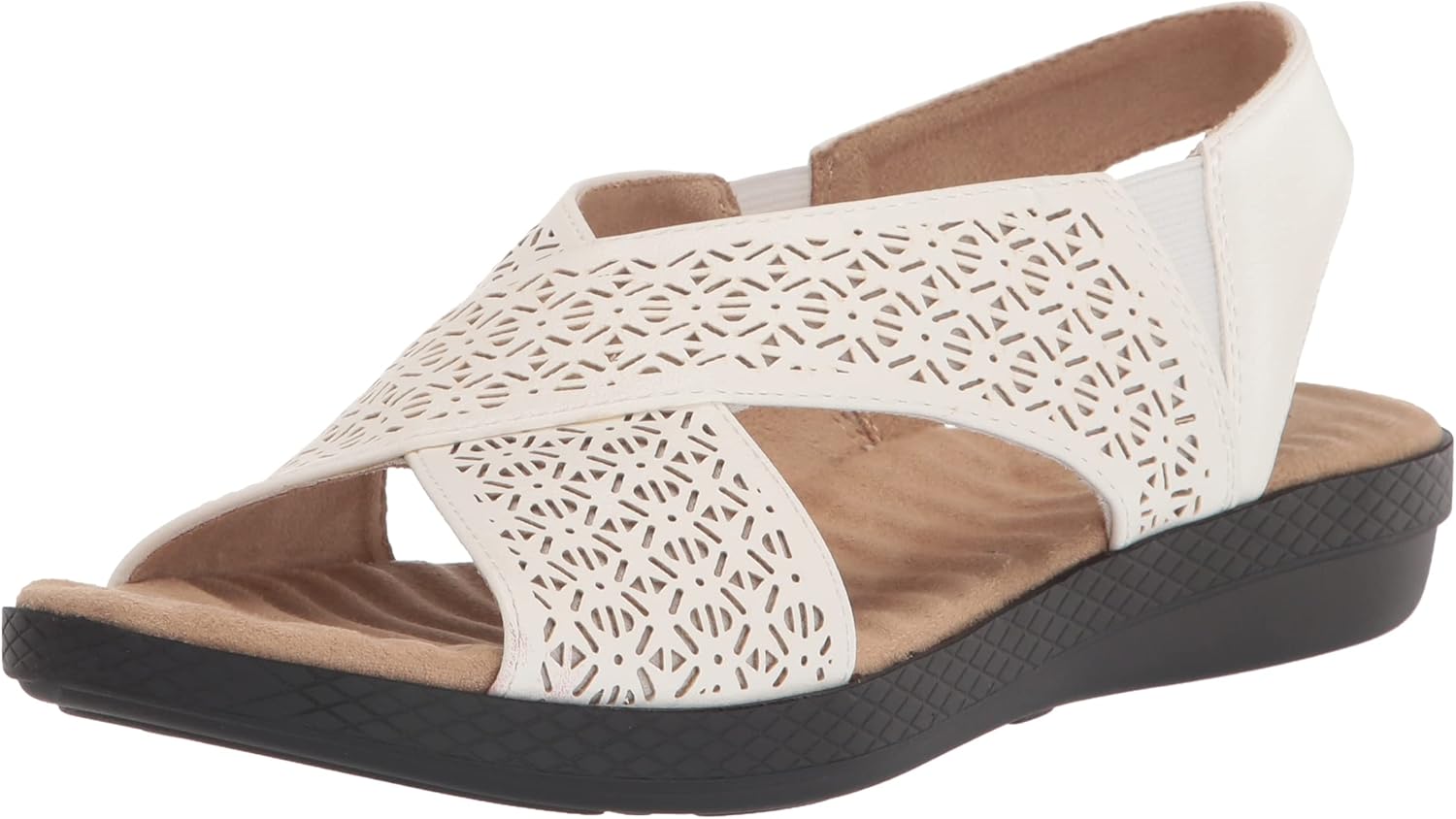 Easy Street Women's Claudia Wedge Sandal, White, 11 Wide