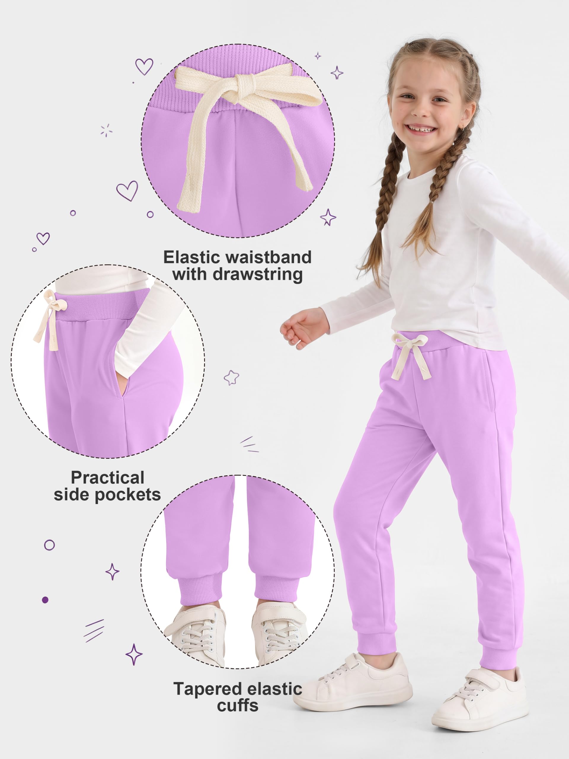 Resinta Jogginghose für Kleinkinder, Mädchen, athletische Jogginghosen mit Kordelzugtaschen, legere Schlupfhosen, 4 Stück