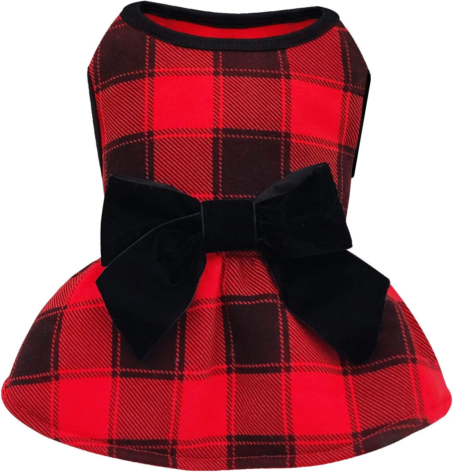 KYEESE Christmas Dog Dress Red Buffalo Check Dog Dresses with Bowtie Dress for Small Dog