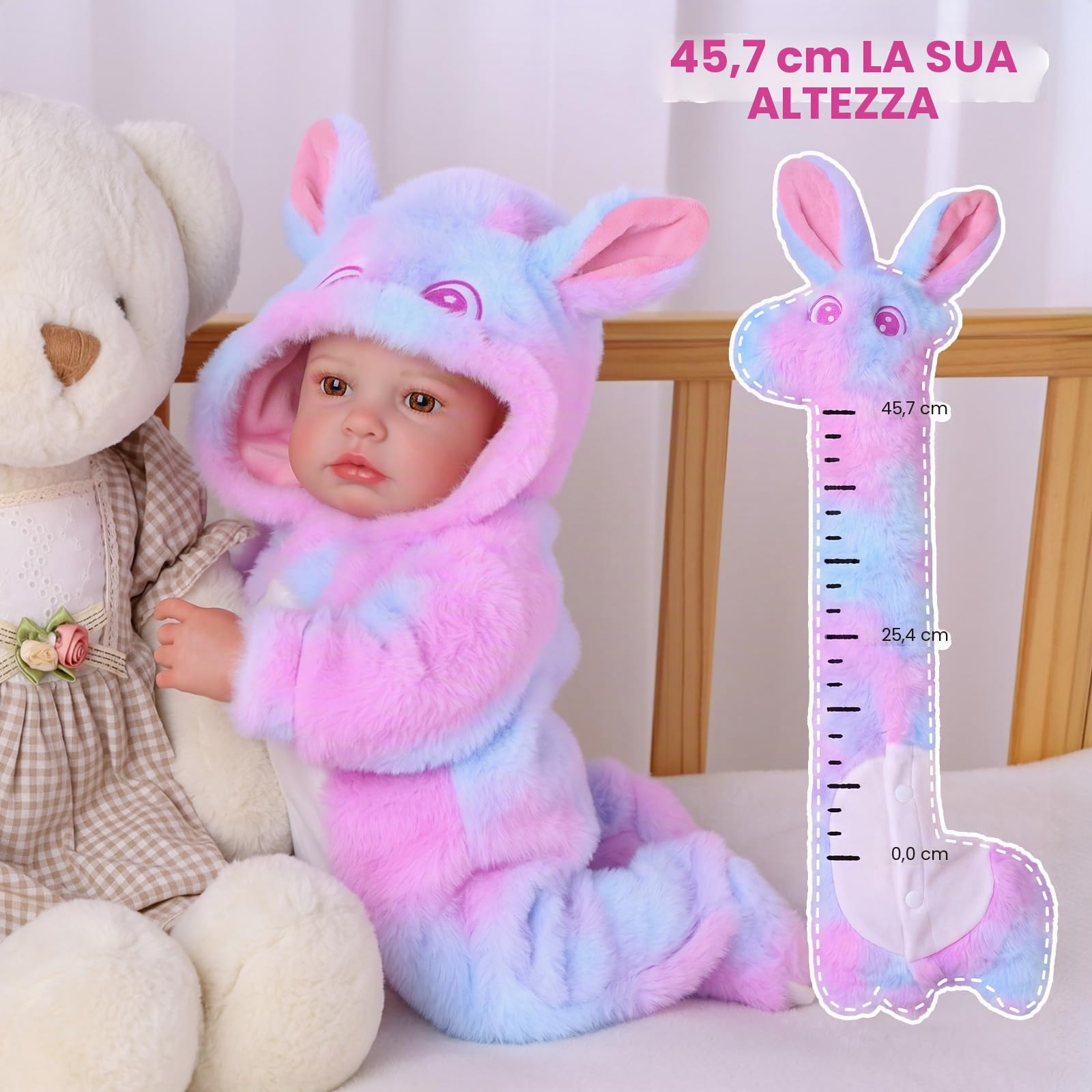 BABESIDE Bambole Reborn – 50 cm Realistico Bambola Bambina corpo in Morbido Tessuto, Occhi Marroni – Bambolotto Femmina con vari Accessori, Adatta a Bambini dai 3 Anni in Su