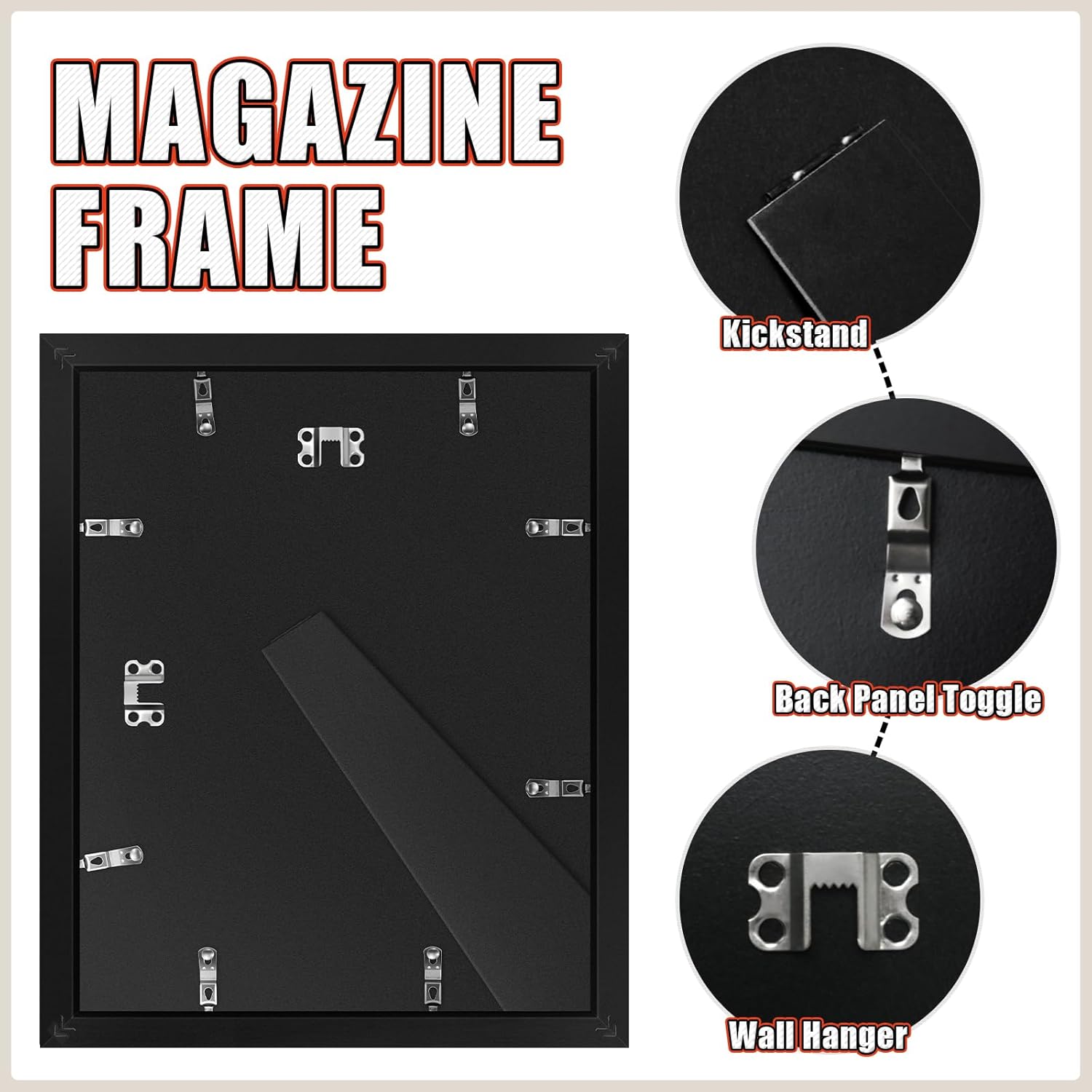 tutata 4 Pcs Sports Magazine Frame, Fits Measuring 8.0 x 10.5 or 8.5 x 11.25 Inches Magazine Display, Deep Frame Moulding, (Black, Black Mat)