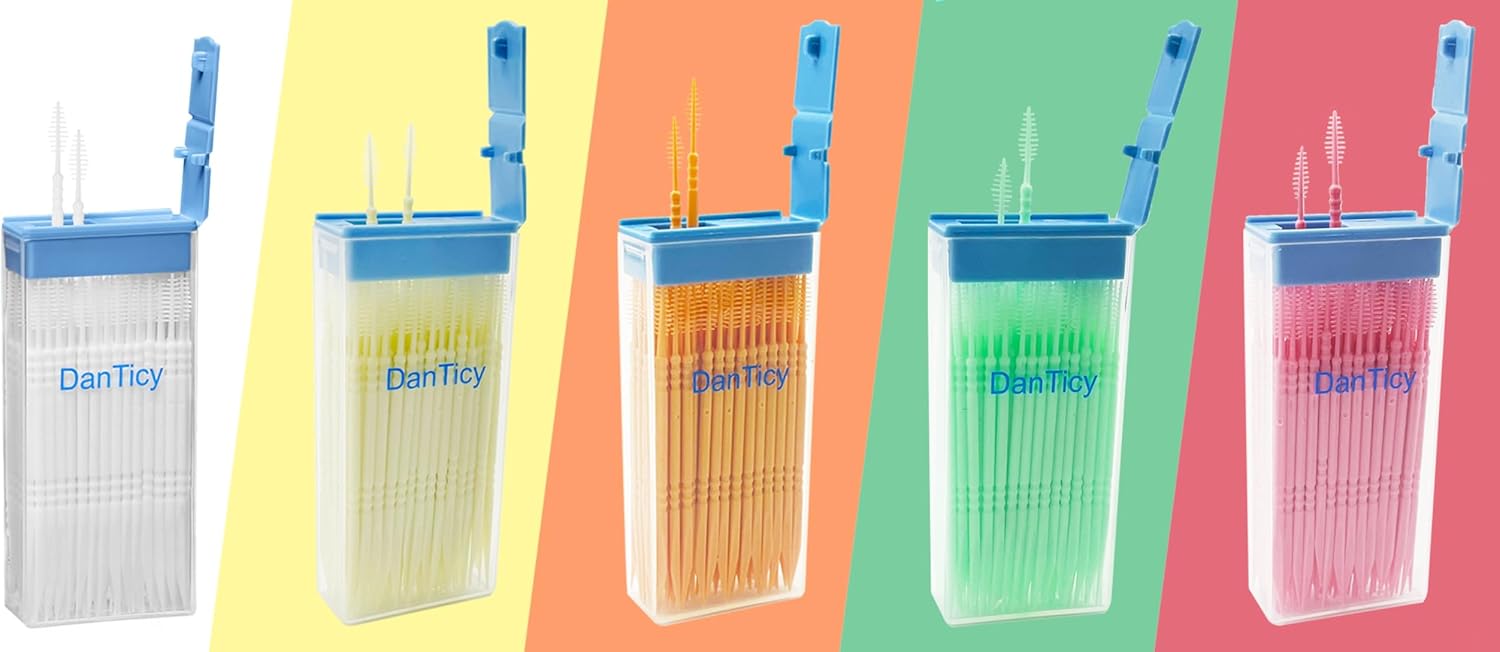DanTicy Brushpicks Interdental Toothpicks,Soft Bristle Dental Floss Picks Toothpicks,Helps Removes Plaque and Debris Between Your Teeth