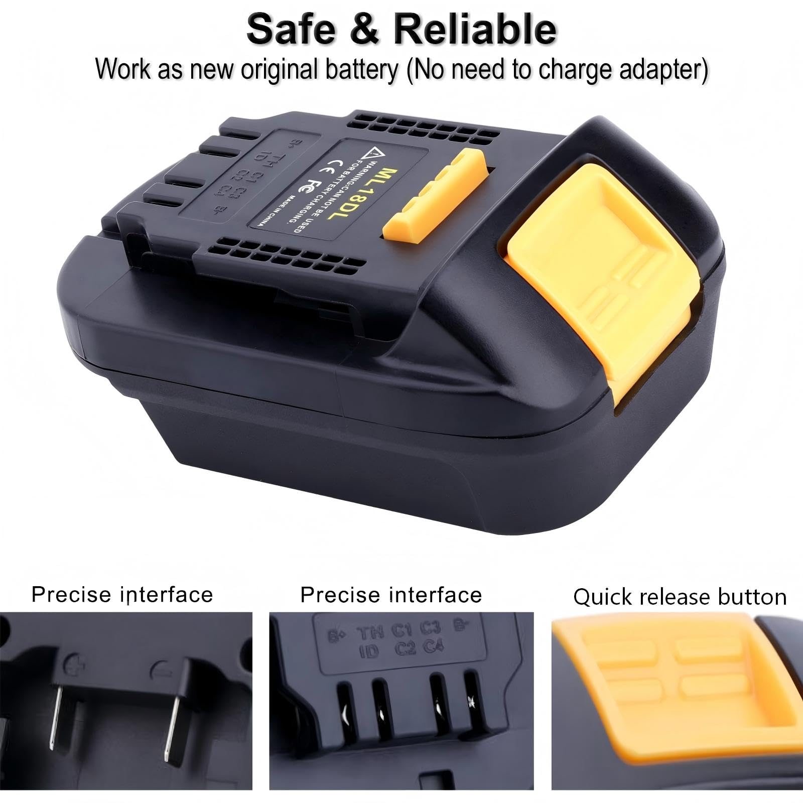 Biswaye Adaptador compatible con herramientas DeWalt de 20 V Max, compatible con batería Milwaukee M18 de 18 V para repuesto para batería DeWalt de 20 voltios, convertidor de adaptador de batería