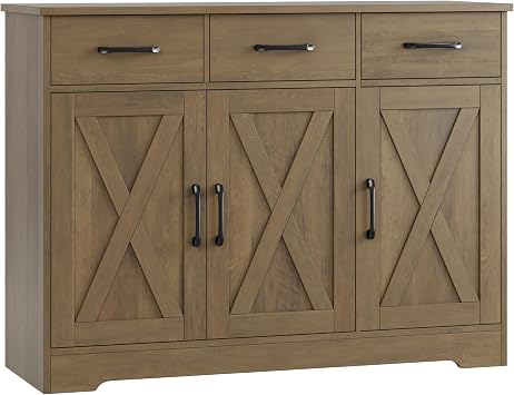 HOSTACK Kitchen Buffet Cabinet with Storage, Sideboard Coffee Bar, Rustic