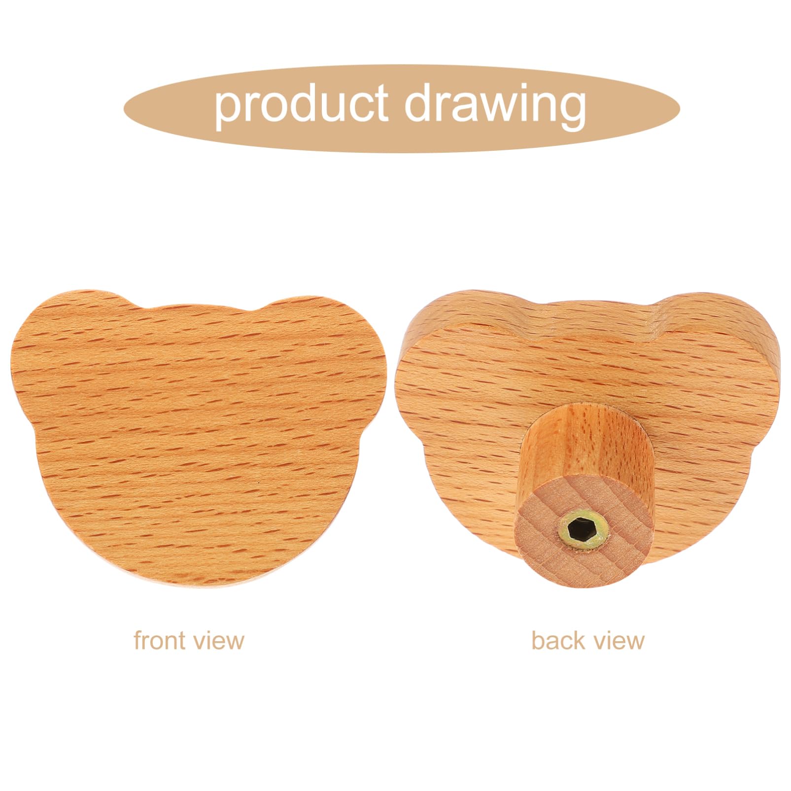 jojofuny Boutons De Meubles En Bois Ours Poignées De Tiroir En Bois Cartoon Robuste Pour Armoires Et Commodes Lot De 6 Pièces Installation Vis Mobilier Garçon Et Filles