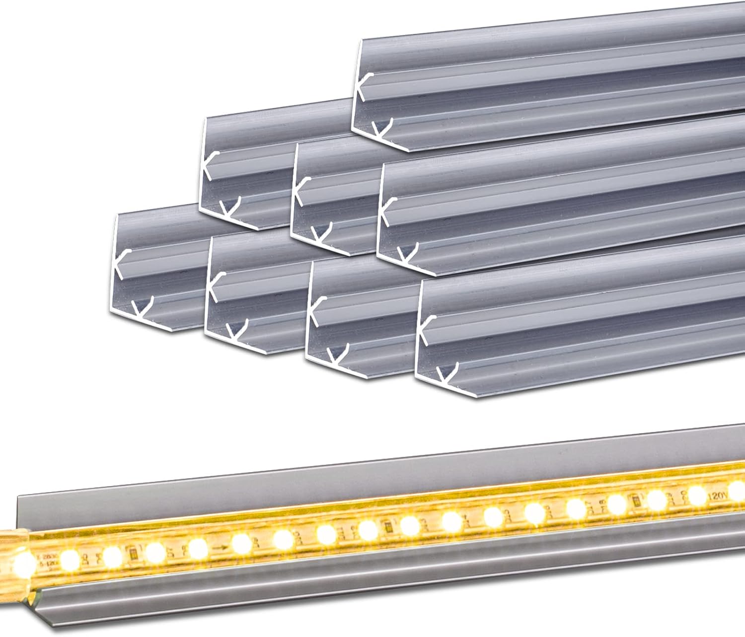 Shine Decor 3.3FT/1M Aluminum Track Channel Mounting Bracket, for 6x10mm and 7.5x11.5mm LED Strip Lights, Pack of 8