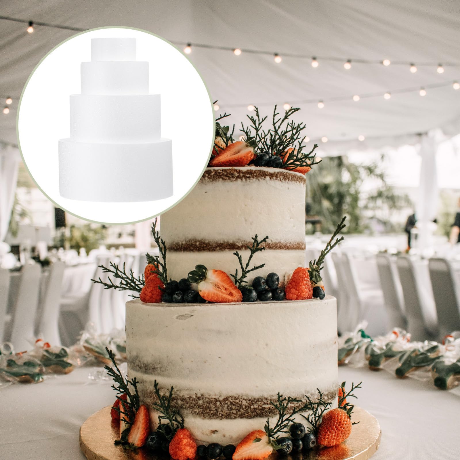 ABOOFAN Set 4 Pezzi Forma Torta in Schiuma Bianca Flessibile per Decorazioni Matrimonio e Party Risparmio Costi per Creazioni Fai da Te