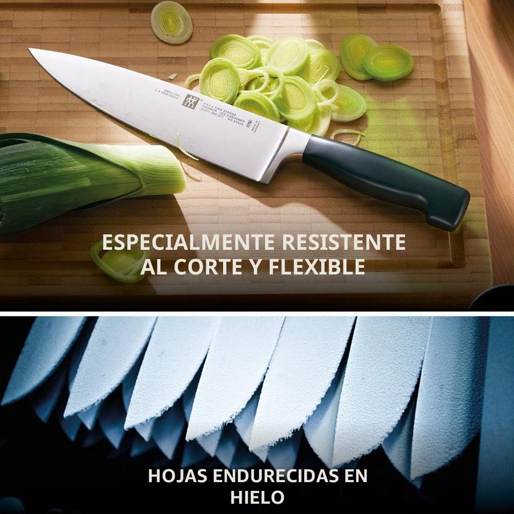 ZWILLING Four Star bloque de cuchillos autoafilable, portacuchillo, 7 piezas, acero especial inoxidable, gris, Made in Germany