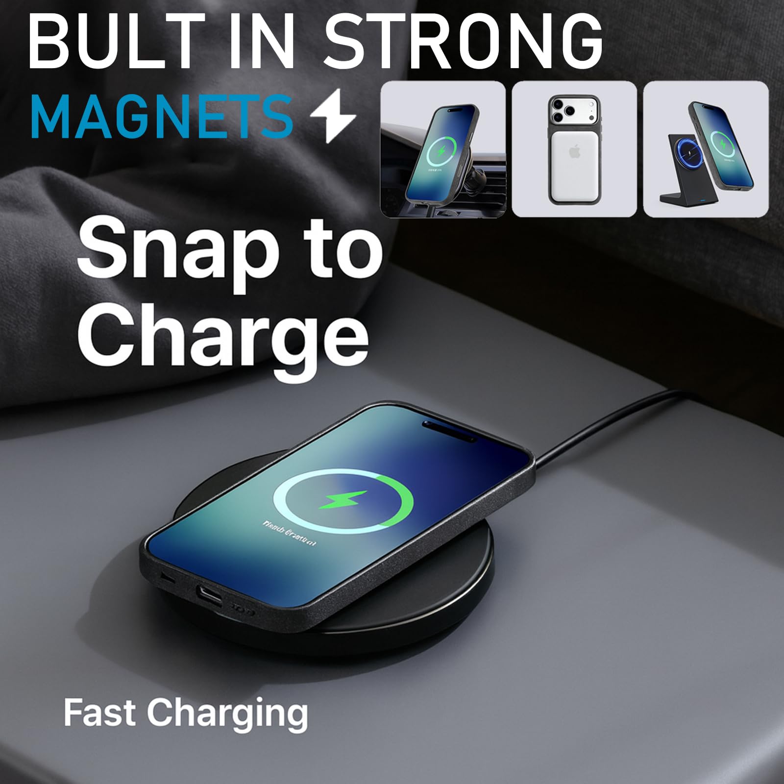 Générique Coque pour iPhone 17, Magnétique, Alcantara - Titane du Désert