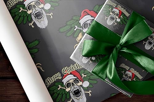 Miniatura 7 de Papel de regalo grueso de calavera punk para decoración de fiesta gótica rollo de 12 pies x 30 pulgadas