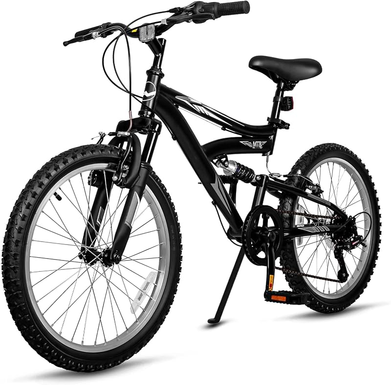 Bicicleta de montaña para niños de 20 a 24 pulgadas, bicicleta de ciclismo MTB para adolescentes y niñas | El marco de acero de alto carbono Bikes al jinete principiante con la suspensión dual, soporte, color múltiple