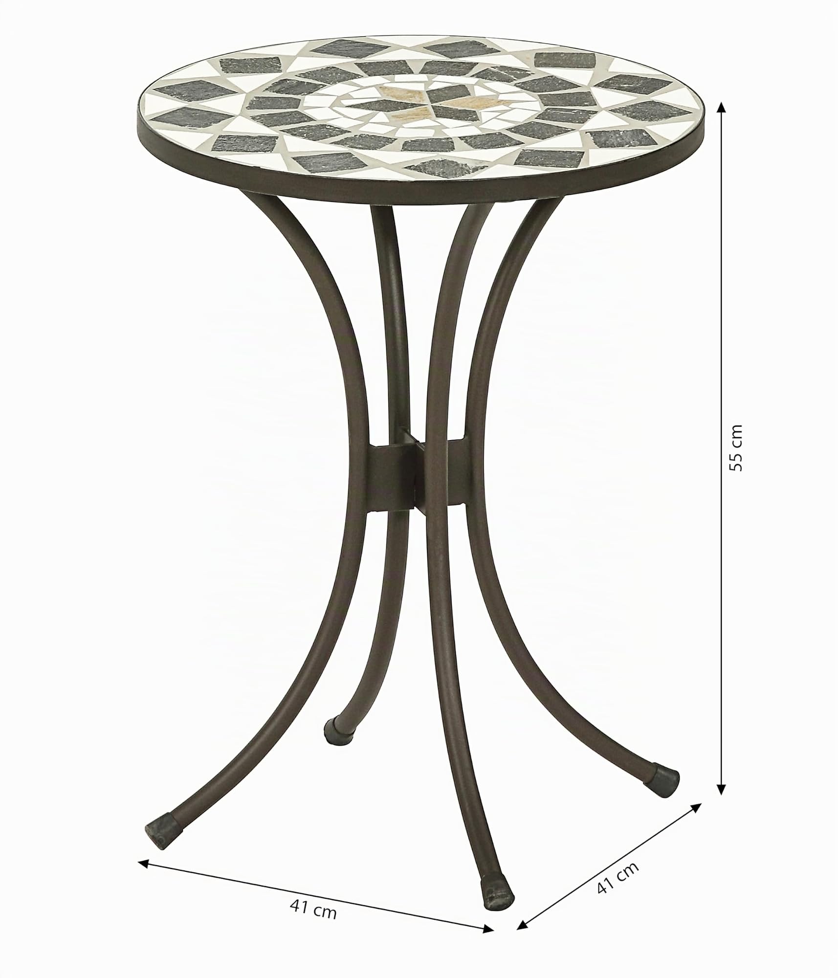 Dehner Diana, diámetro de 41 cm, Altura de 54 cm, Metal, diseño de Mosaico, Color marrón/Gris/Blanco
