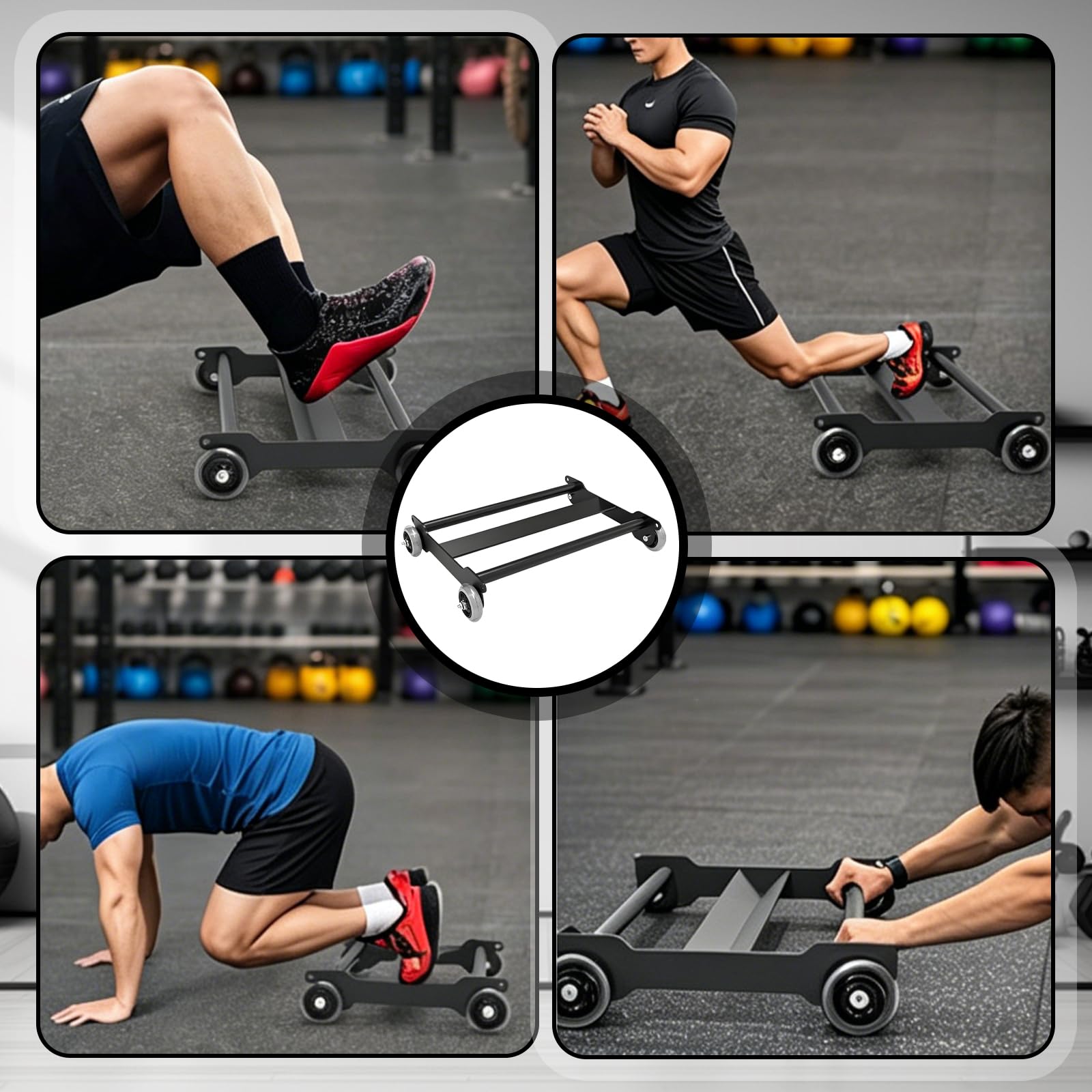 Rullo Addominali, Core Trainer con 2 Elastici Fitness e Ruote Silenziose Barra a V per Ischiocrurali e Allenamento Full Body Attrezzi Palestra in Casa per Addome e Gambe Ab Roller