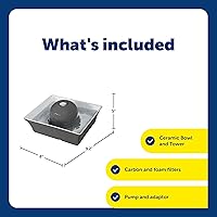 Vista 3 de PetSafe Drinkwell Ceramic Pet Water Fountain - Quiet Automatic 70oz Dispenser for Cats & Dogs with Filters - Dishwasher Safe Square Design