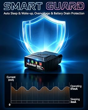 Vgate VLINKER MC+ Bluetooth OBD2 Diagnostic Scanner Code Reader Designed for OBD JScan App Suitable for Jeep, for Dodge, for Chrysler