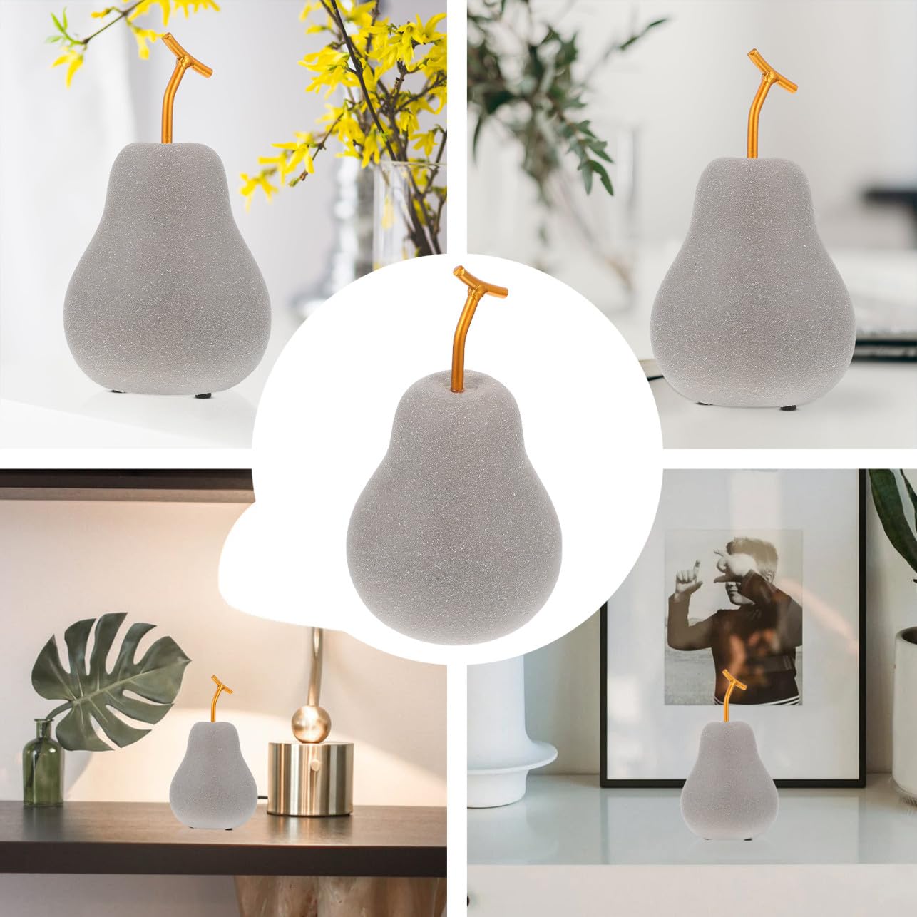 Ciieeo Frutta Artificiale Decorativa da Tavolo in Ceramica Argento