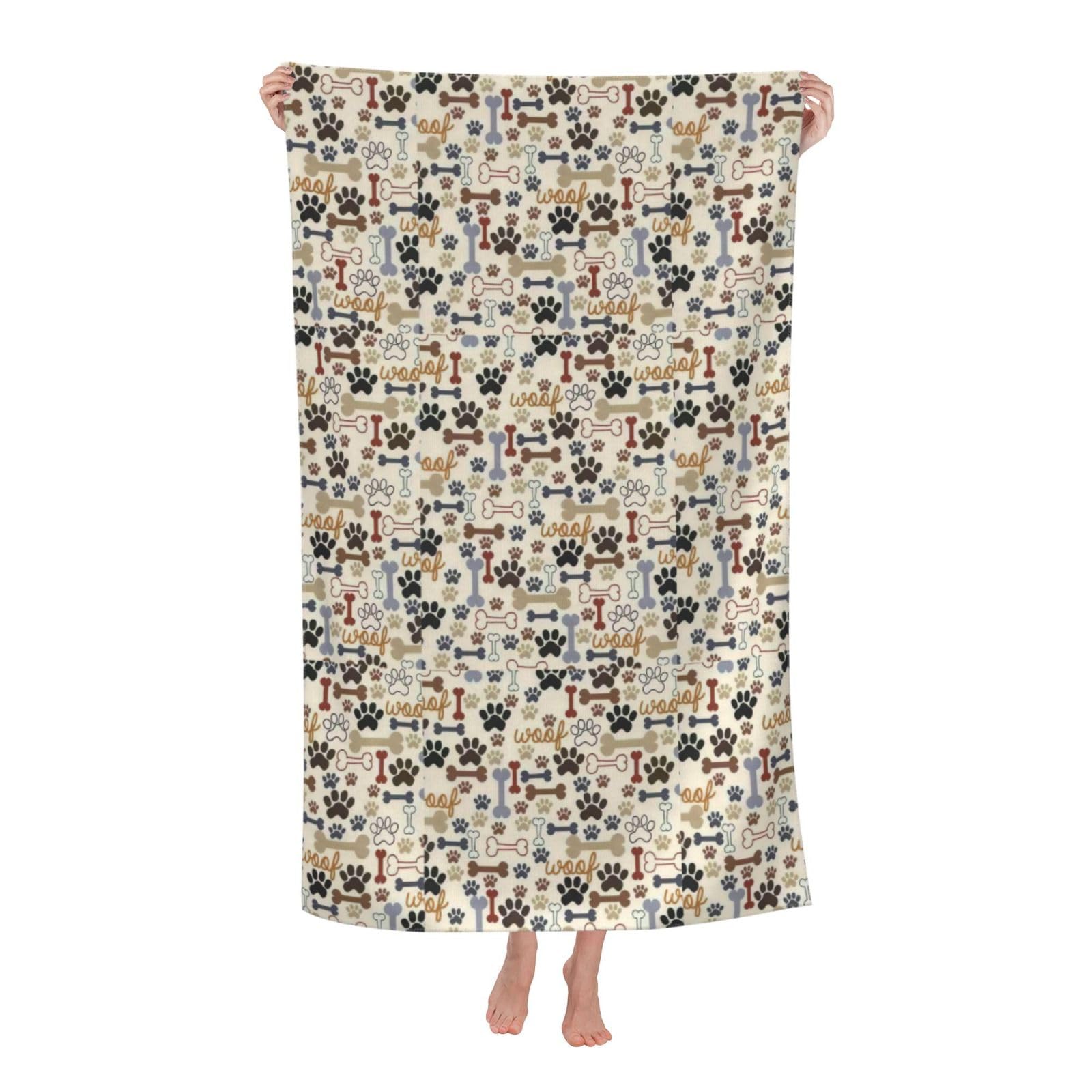 Cbaaghh Dog Bones Paw Print Adult Beach Towels,Beach & Pool Towel,Beach Towels,Towels For Camping
