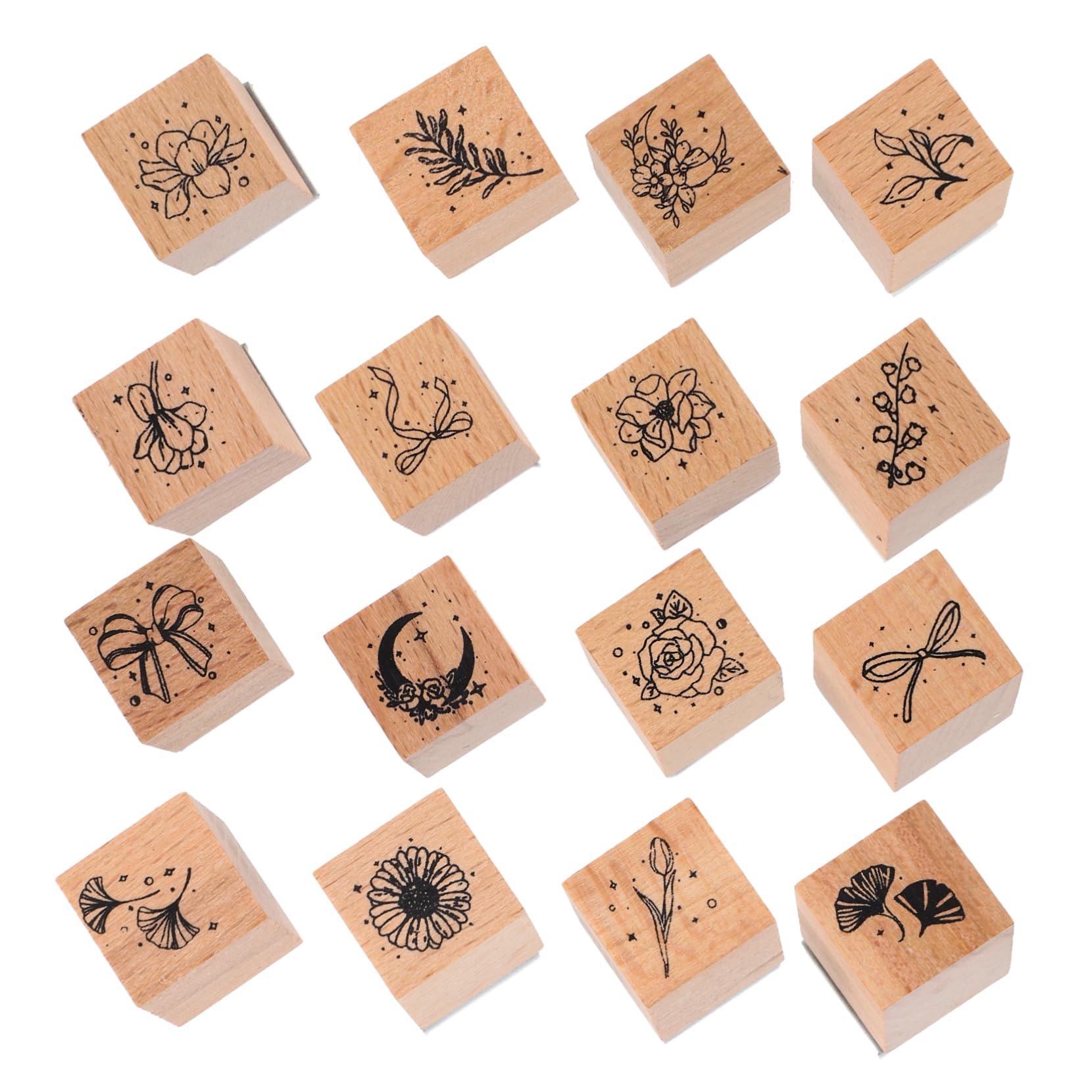 Housoutil 4 Set Timbro per Etichette Compleanno Blocchi Francobolli Floreali Numero Fiori Francobolli Chiari Timbri A Inchiostro per La Lavorazione Cioccolato di Legno 16 Pezzi * 4