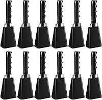 Vista 1 de Pelopy 12 campanas de vaca grandes de 9 pulgadas con mango para eventos deportivos, cencerros de percusión de mano, campanas de campana de animación