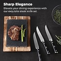 Vista 2 de Master Maison Juego de 4 cuchillos de carne de 5 pulgadas ultra premium 4 cuchillos alemanes de acero inoxidable sin dentar + caja de regalo