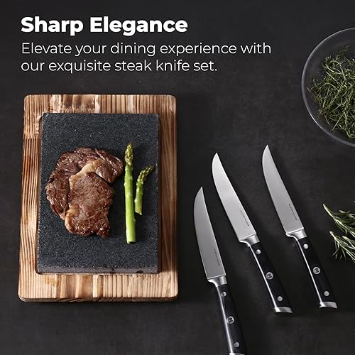 Miniatura 2 de Master Maison Juego de 4 cuchillos de carne de 5 pulgadas ultra premium 4 cuchillos alemanes de acero inoxidable sin dentar + caja de regalo de