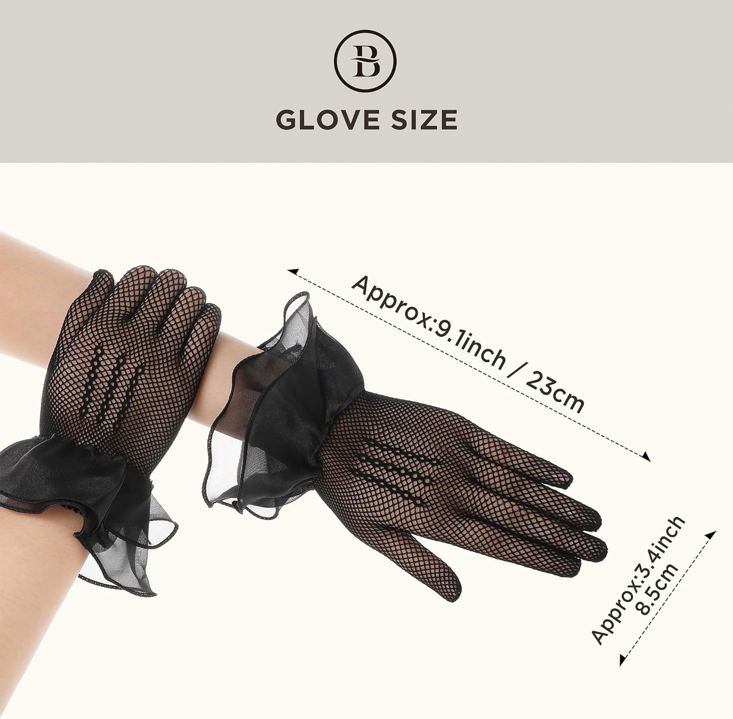 BABEYOND Fishnet Gloves for Women - Lace Gloves Women Tea Party with Elegant Organza Stretchy Wedding Bridal Opera Party - Image 4
