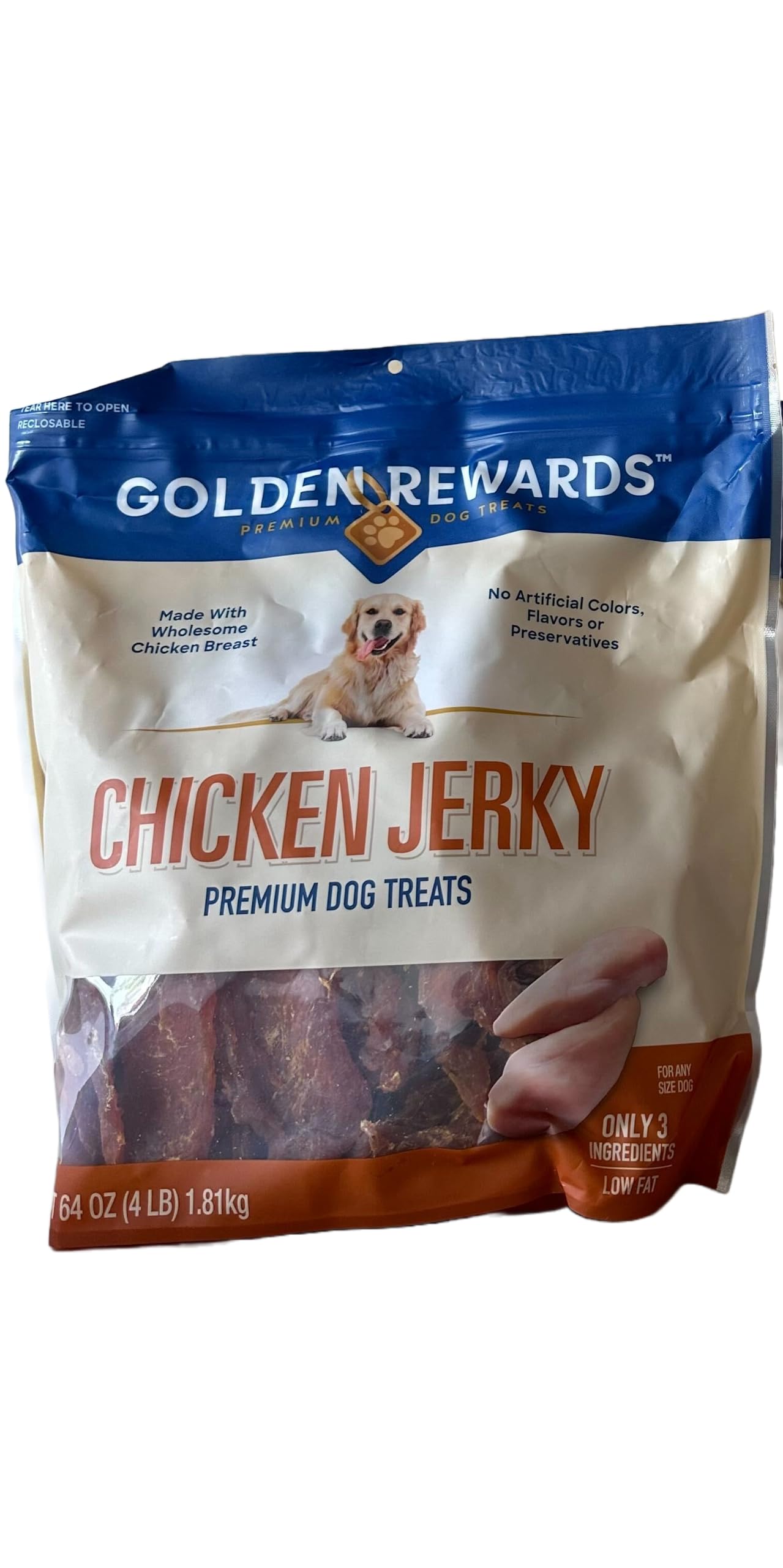 Golden RewardsPremium Dog Treats Chicken Jerky - 64 Oz