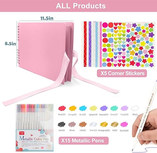 Miniatura 2 de EVNEED Álbum de fotos de 11.5 x 8.5 pulgadas, libro de invitados de boda, aniversario, álbum de recortes, álbum de fotos de boda con kit