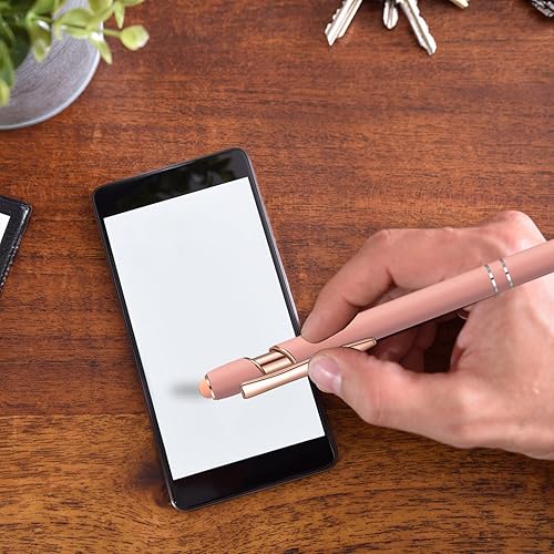 Miniatura 7 de Lragvtbk 36 bolígrafos de tinta azul con lápiz capacitivo 2 en 1 para pantallas táctiles, colegio, oficina, compañeros de trabajo (oro rosa)