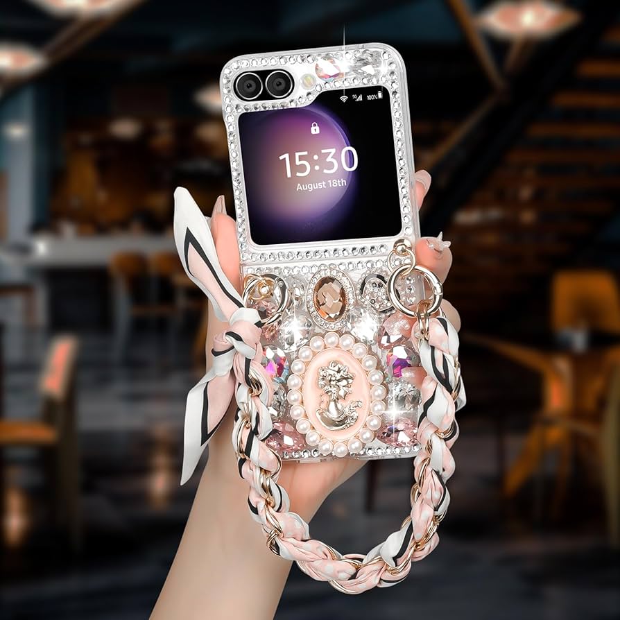 ★DESIGN SKIN★ Galaxy Z Flip 6 Ring Grip Pocket Case Glitte Amazon.com: Omio for Galaxy Z Flip 6 Bling Case with Hand