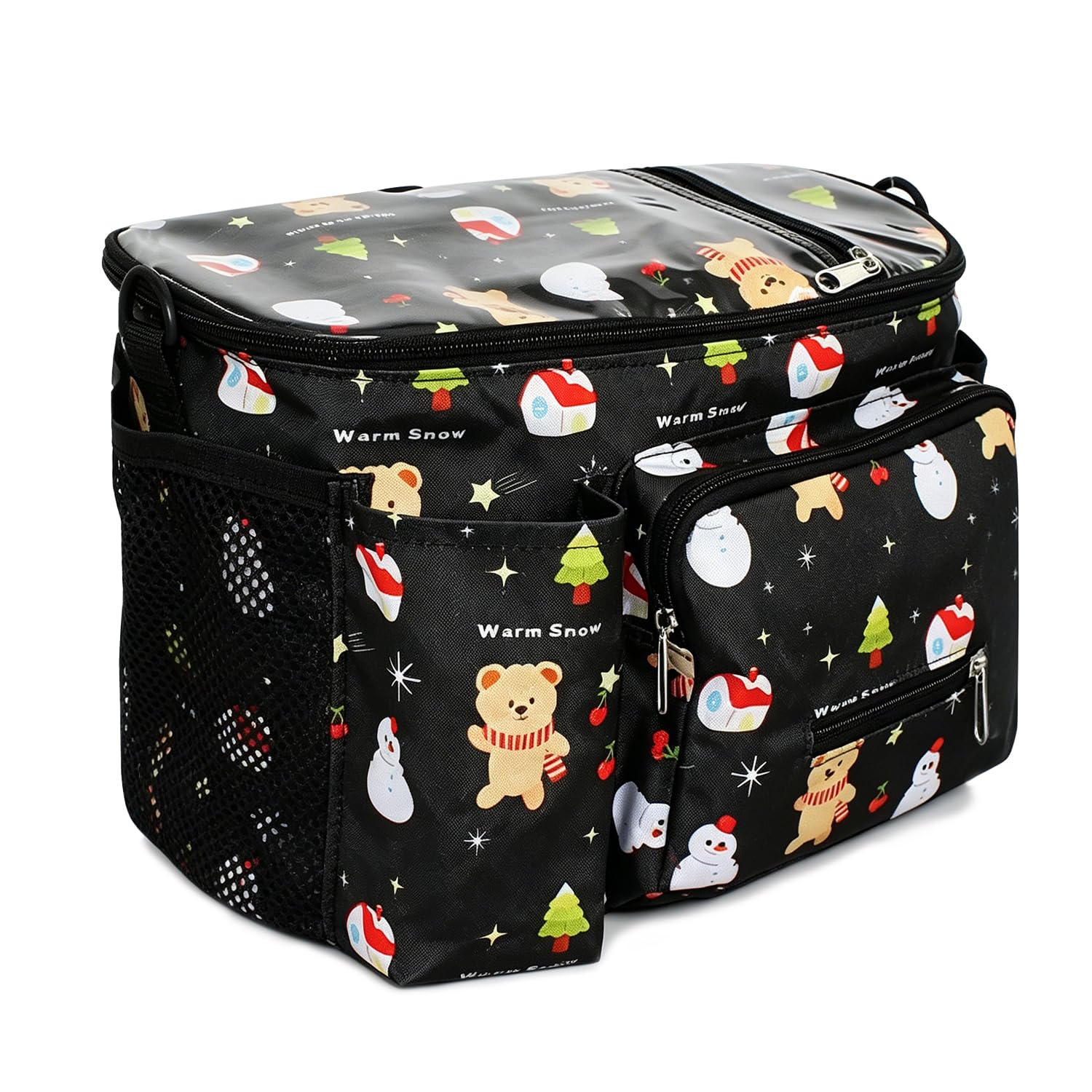 Kinderwagen-Organizer-Tasche, universeller Kinderwagen-Caddy mit Getränkehaltern, große Kapazität, Aufbewahrungstasche für Windeln, Spielzeug, Snacks, passend für die meisten Kinderwagen