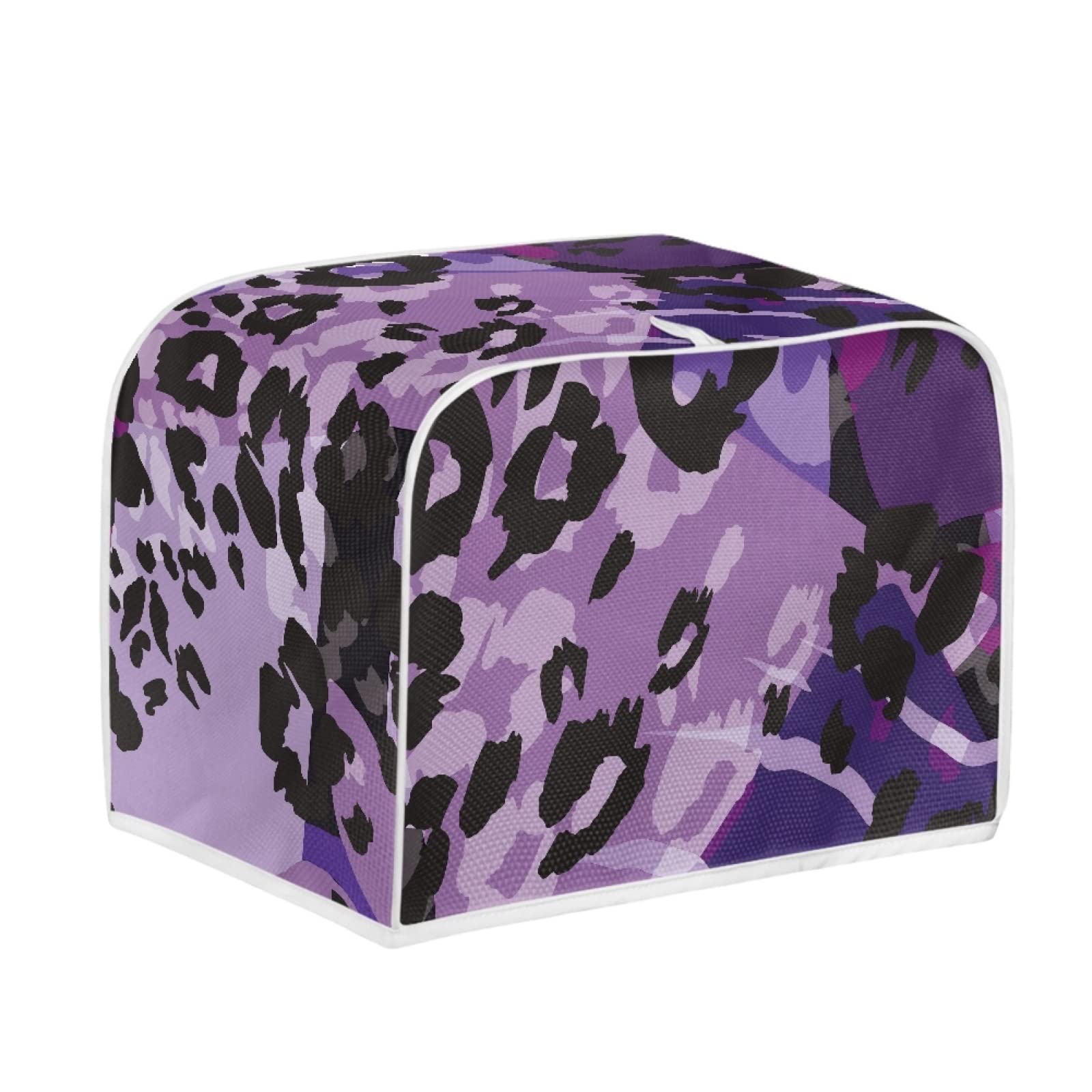 Horeset Purple Leopard Print Toaster Cover Stain Resistant Bread Machine Dust Protection Cover Universal Fit Most Long Slot Toasters