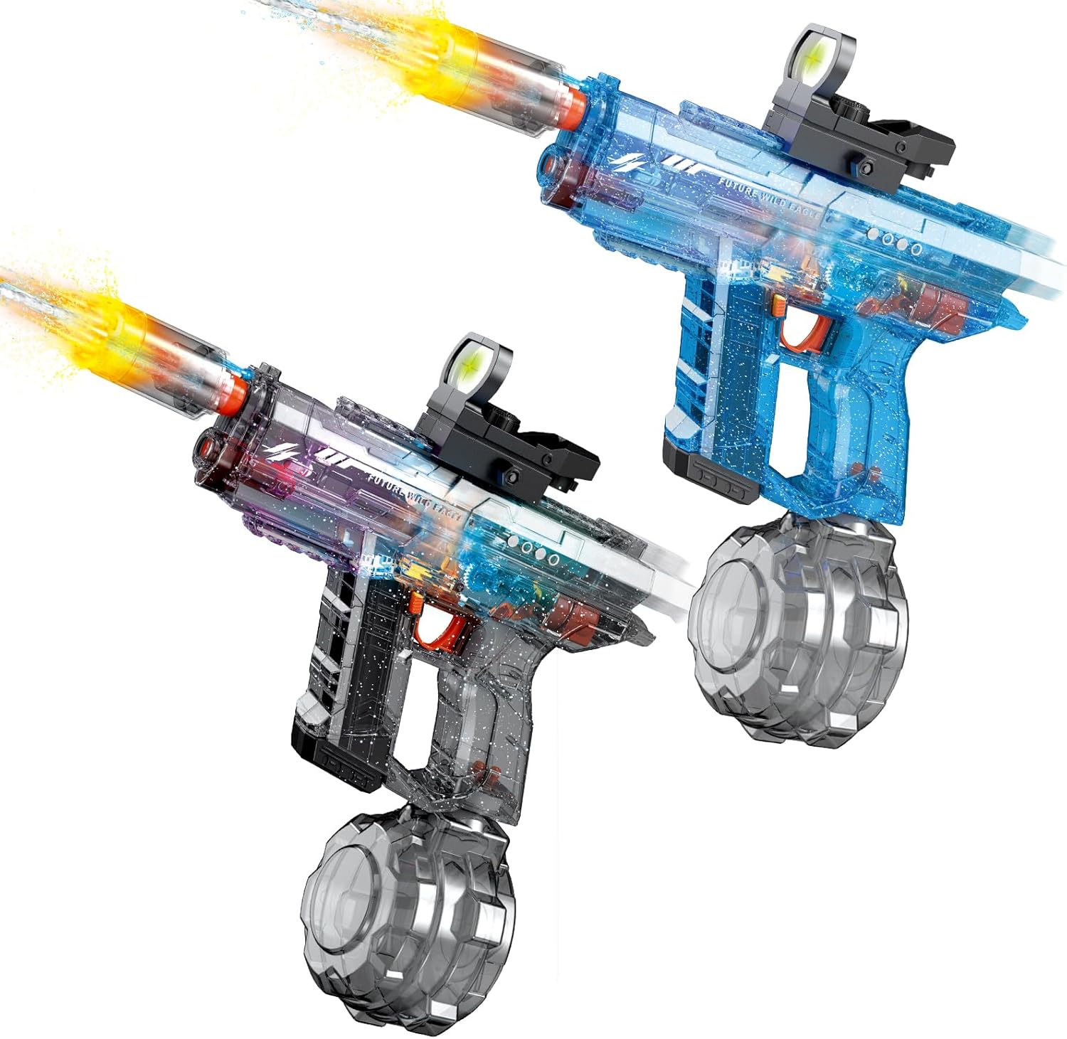 Electric Water Gun for Adults Kids, Powerful WaterGun with Led Light Long Range, Transparent Electric Squirt Gun Blaster Outdoor Pool Party Toys Gift for Boys Girls (Pistol 2Pack)