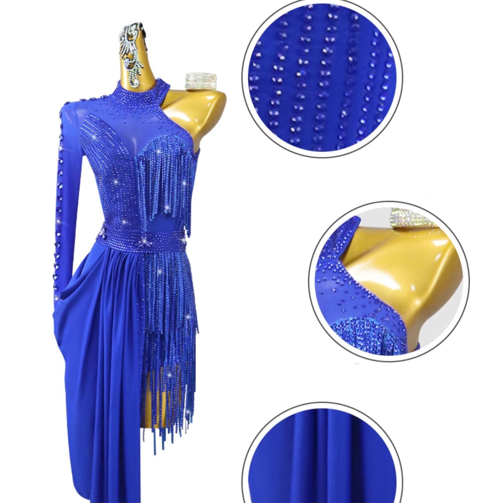 Damen Tanzkleid Ärmellos Tanzanzug Mesh Ballettkleid Glitzer Ballett Trikotanzug Mit Asymmetrisch Rock Latein Kleid Tanzkleidung
