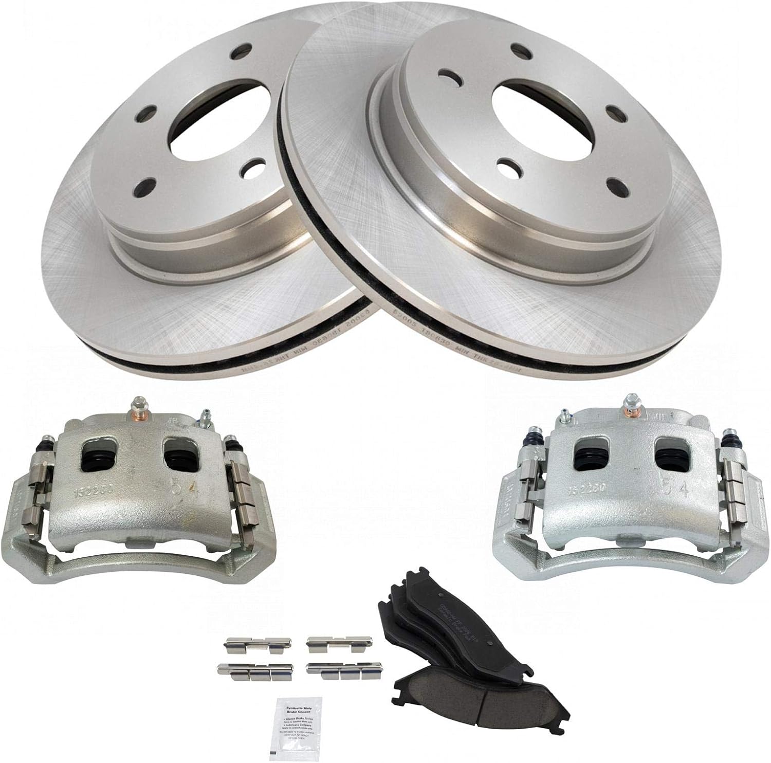 TRQ Front Brake Pad & Rotor Kit Brake Caliper Brake Pads Brake Rotor Ceramic Compatible with 2004-2006 Dodge Durango 2003-2005 Ram 1500