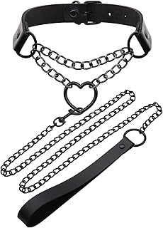 NEWZEST Choker Necklace for Women, Leather Collar Gothic Jewelry Heart Necklaces for Women Black