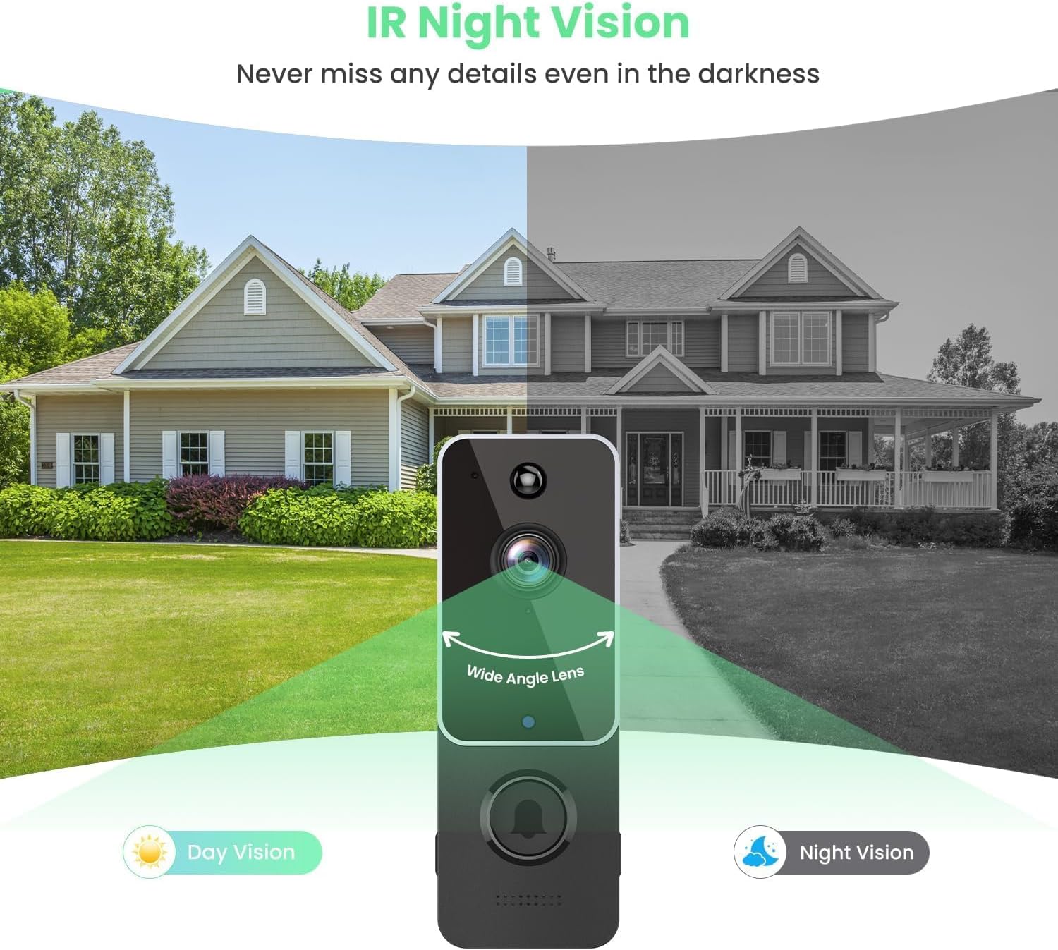 Comparison of day vision and night vision from the doorbell camera