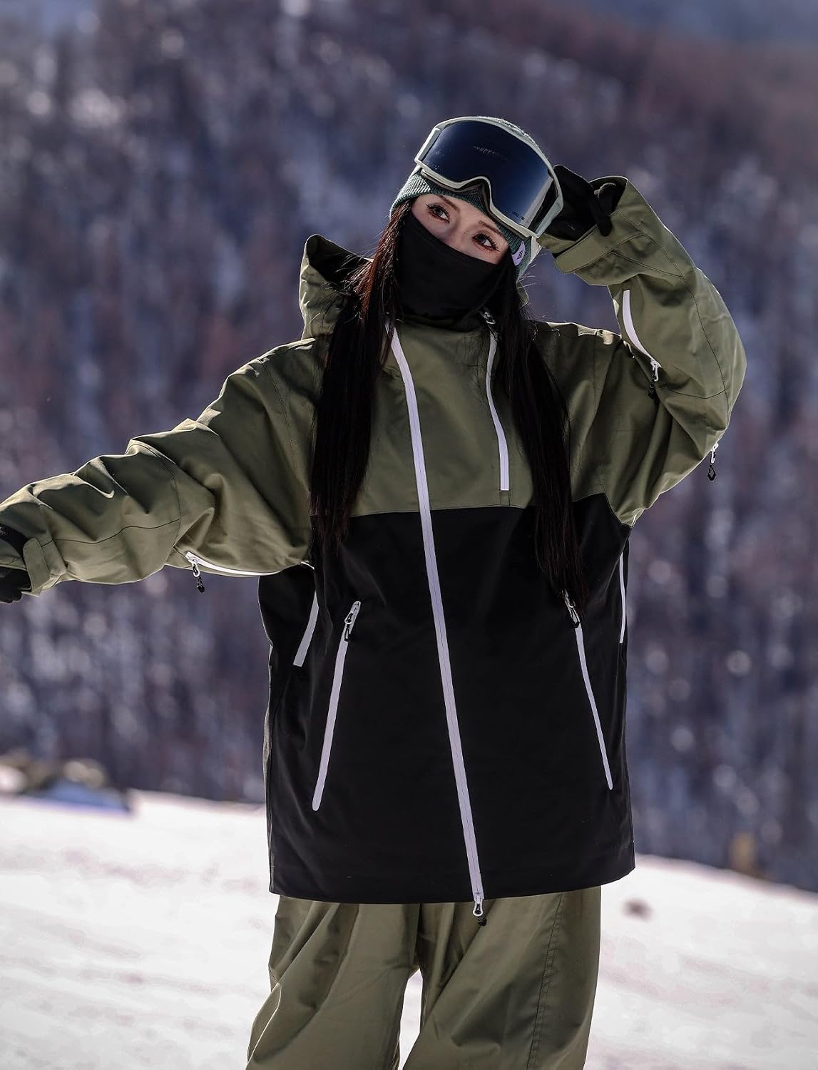 GSOU SNOW Mens Snowboard Jacket Ski Coat Women Waterproof Insulated Baggy Snowboard Coat Winter Hooded Mountain Hiking Warm