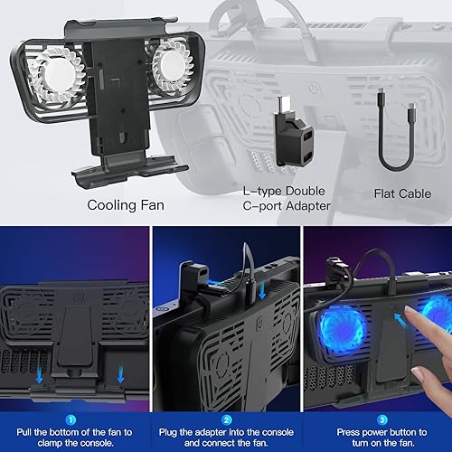 Vista 7 de TiMOVO Soporte de ventilador de refrigeración compatible con cubierta de vapor, soporte base de enfriador con adaptadores USB-C, soporte