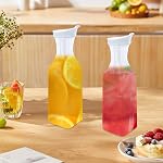 Water Carafe Set, 2 Pack Square Base Juice Pitcher with Flip Top Lid, Clear Beverage Containers for Fridge, Large Capacity Plastic Pitcher for Cold Water, Iced Tea, Lemonade (50 oz/1.5L)