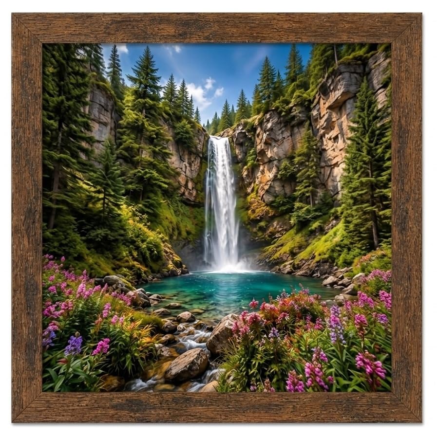 POOG 50x50cm RUSTIC Engineered Wood and Plexiglass, 500x500mm Photo Frame Dual Orientation Landscape or Portrait,Picture Frame Wall Hanging Display Photos artwork and posters (RUSTIC, 50x50cm)