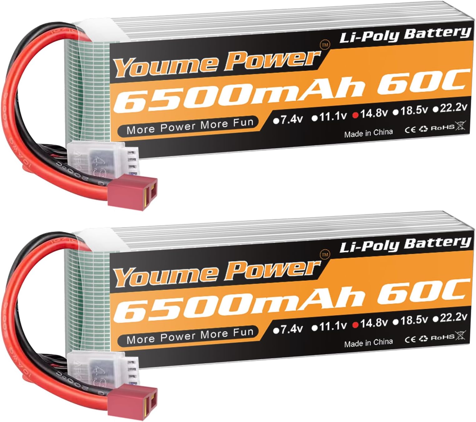Nihewo 4S Lipo Akku 6500mAh 90C - 2 Pack XT90 Für RC Auto