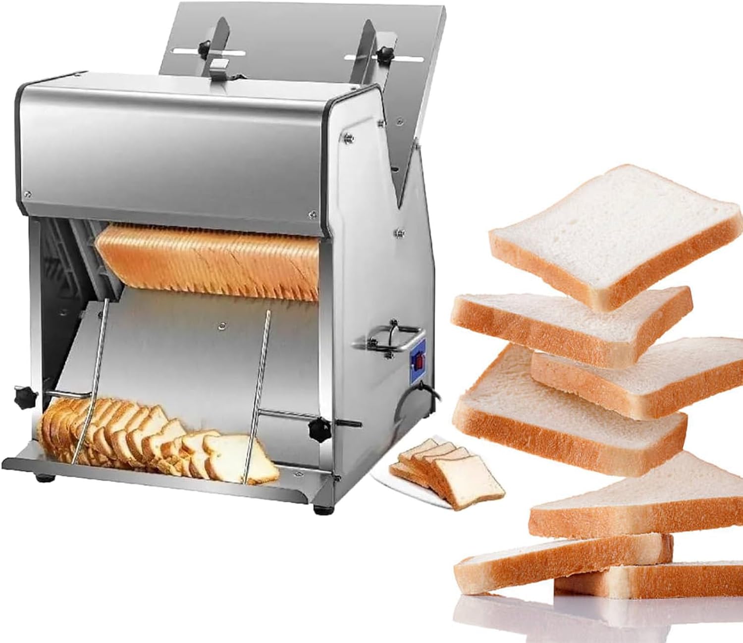 Electric Industrial Bread Slicer - High-Capacity 31-Slice Cutter with 12mm Precision Blade for Artisan Breads and Homemade Loaves, Perfect for Bakeries and Kitchens