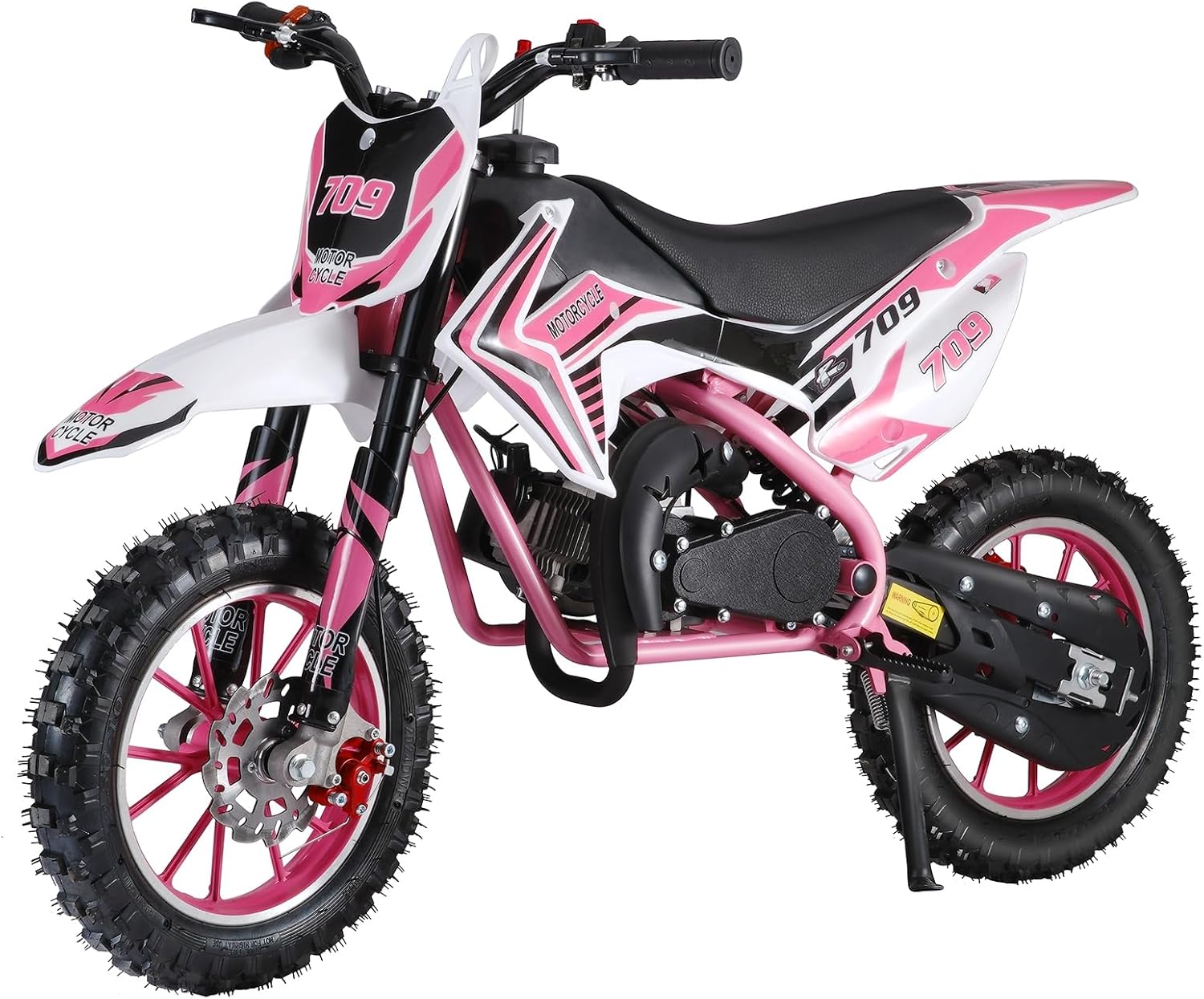50cc 2-Stroke Pink Kids Dirt Bike Off-Road Motorcycle with Front Rear Disc Brakes Max Speed 30KM/H