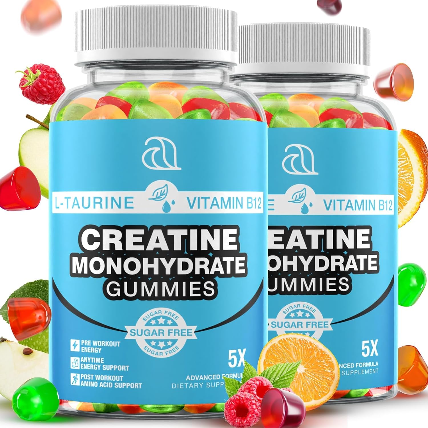 Creatine Gummies for Women & Men - Creatine Monohydrate Gummies Tasty Chewable Supplement, Muscle Support & Energy Boost (2 Pack)