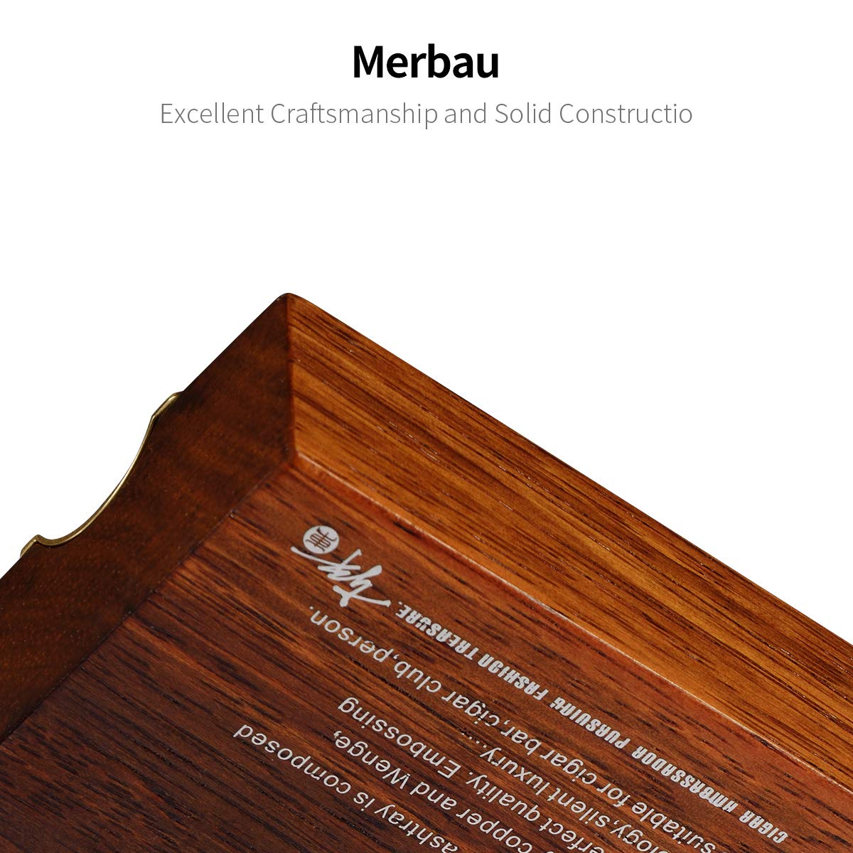 Cendrier à cigares en bois avec doublure en métal, grande fente unique et logo magnifiquement sculpté, cendrier classique élégant pour terrasse, extérieur, intérieur (Marron Noir)