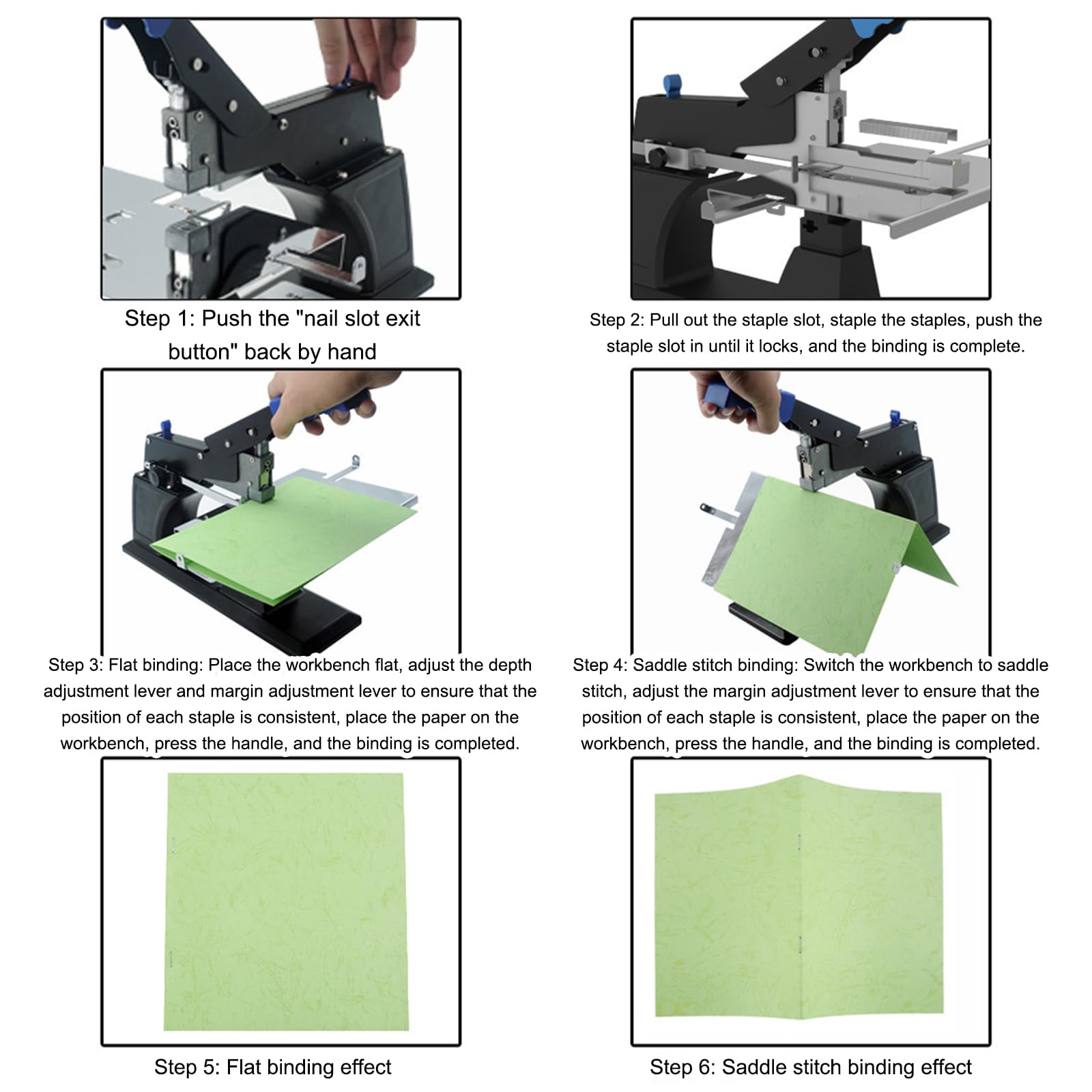 Máquina grapadora de papel para hacer folletos, grapadora de puntada de sillín para oficina, hogar, impresión, folletos, manuales, invitaciones