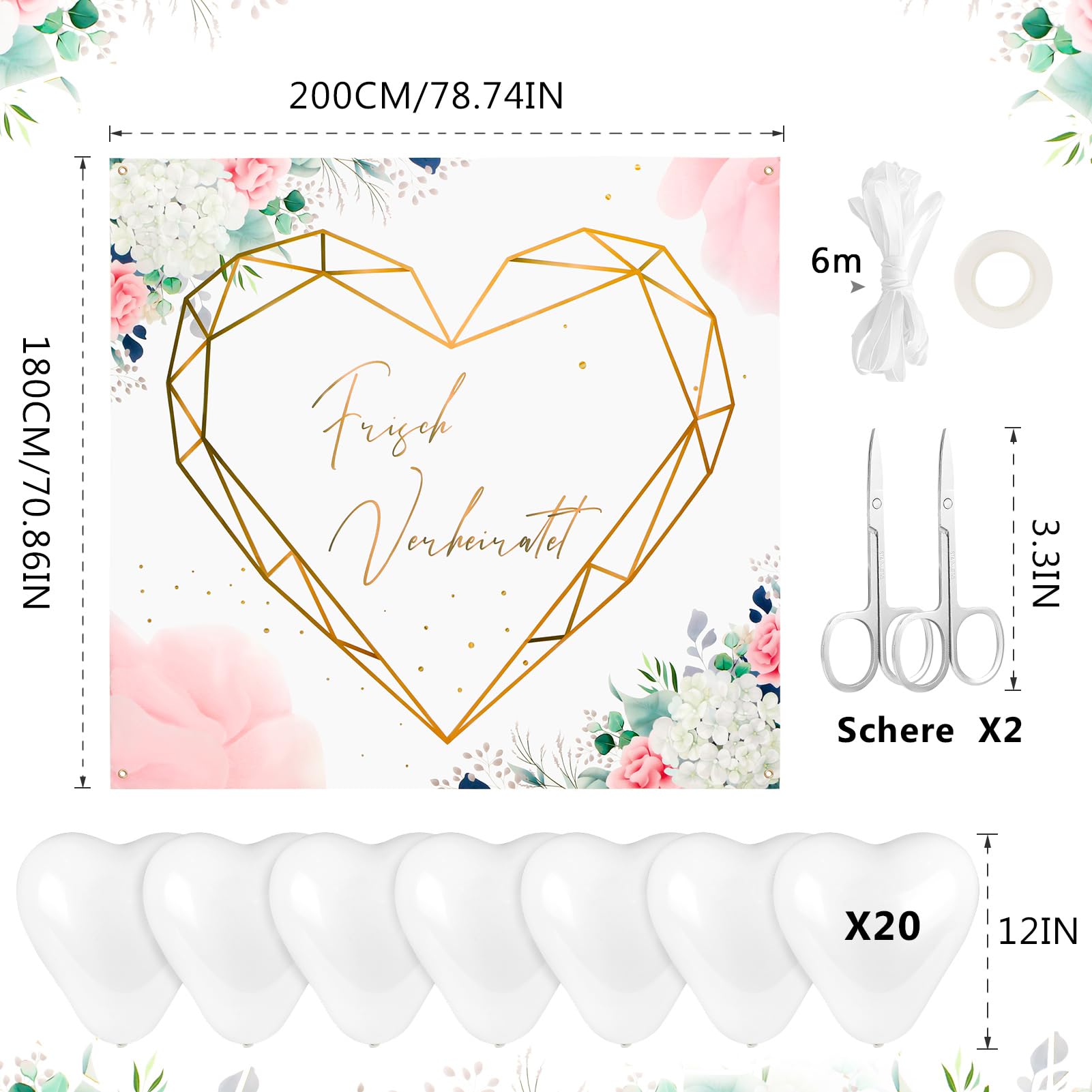 Hochzeitsherz Zum Ausschneiden - Just Married Laken 200x180cm Mit Scheren Für Hochzeitsspiele