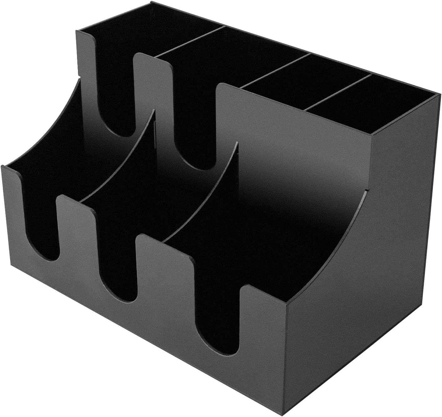 13.5 * 8.2 * 8.6in Acrylic Black Coffee Condiment Rack, Cup Lid Dispensers Holder